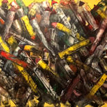 Peinture intitulée "Crayons de l'artiste" par Gérard Favory, Œuvre d'art originale, Huile Monté sur Châssis en bois