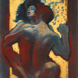 Drawing titled "PASSION" by Gérard Rombi, Original Artwork, Pastel Mounted on Cardboard