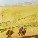 Painting titled "Caravane-du-desert.…" by Germaine Mauclere, Original Artwork, Oil