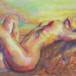 Painting titled "Sunset. Aquarell." by Gerry Miller, Original Artwork, Watercolor