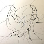 Drawing titled "Femmes" by Ghyslaine Leonelli, Original Artwork, Marker Mounted on Other rigid panel