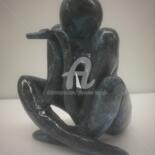 Sculpture titled "Joueur de flûte  (a…" by Ghyslaine Leonelli, Original Artwork, Clay