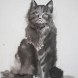 Painting titled "kitten" by Giorgio Gosti, Original Artwork, Ink