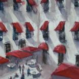 Painting titled "red awnings" by Giorgio Gosti, Original Artwork, Watercolor