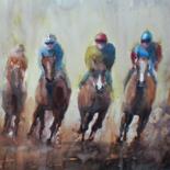 Painting titled "the horse race 2" by Giorgio Gosti, Original Artwork, Watercolor