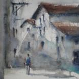 Peinture intitulée "walking in the vill…" par Giorgio Gosti, Œuvre d'art originale, Aquarelle