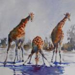 Painting titled "giraffes" by Giorgio Gosti, Original Artwork, Watercolor