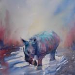 "rhinos 2" başlıklı Tablo Giorgio Gosti tarafından, Orijinal sanat, Suluboya