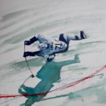 Painting titled "hockey player 2" by Giorgio Gosti, Original Artwork, Watercolor