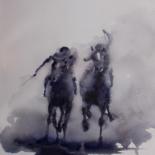 Peinture intitulée "the horse race 18" par Giorgio Gosti, Œuvre d'art originale, Aquarelle