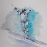 Peinture intitulée "fencer" par Giorgio Gosti, Œuvre d'art originale, Aquarelle