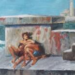 Painting titled "Sea boys" by Giorgos Ncl, Original Artwork, Oil