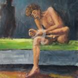 Painting titled "Boy with the thorn" by Giorgos Ncl, Original Artwork, Oil