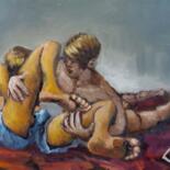 Pittura intitolato "Wrestling" da Giorgos Ncl, Opera d'arte originale, Olio