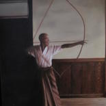 Peinture intitulée "sport Japonais" par Gismond, Œuvre d'art originale, Huile Monté sur Châssis en bois