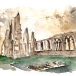 Peinture intitulée "Whitby Abbey 01" par Miki De Goodaboom, Œuvre d'art originale, Aquarelle