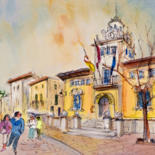 Pintura titulada "Alcudia Street In M…" por Miki De Goodaboom, Obra de arte original, Acuarela