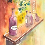 Painting titled "Still Life in Chian…" by Miki De Goodaboom, Original Artwork, Watercolor