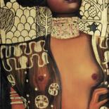 Peinture intitulée "L'Africaine Klimtée" par Catherine Gosselin, Œuvre d'art originale, Huile Monté sur Châssis en bois