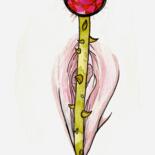 Drawing titled "rose rubis" by Greg Brs, Original Artwork, Watercolor