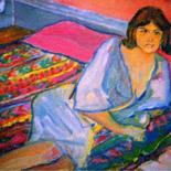 Painting titled "marie lit au lit en…" by Grégoire Koboyan (Cricorps), Original Artwork, Oil