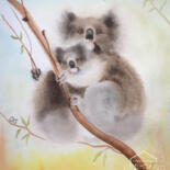 Painting titled "Koalas" by Karin Sarfati, Original Artwork, Watercolor