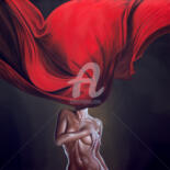 Peinture intitulée "The Lady in red" par Gustavo Fernandes, Œuvre d'art originale, Huile
