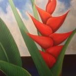 Painting titled "Heliconia sur l'océ…" by Geo Guthleber, Original Artwork