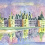 Peinture intitulée "Château de Chambord" par Guyle Rayne, Œuvre d'art originale, Aquarelle