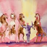 Peinture intitulée "Le cheval dans un s…" par Guyle Rayne, Œuvre d'art originale, Aquarelle
