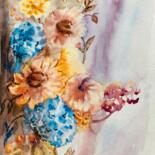 Peinture intitulée "Composition florale" par Guyle Rayne, Œuvre d'art originale, Aquarelle