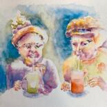 Peinture intitulée "Drôles de dames" par Guyle Rayne, Œuvre d'art originale, Aquarelle