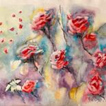 Peinture intitulée "Rosa, rose, rosum" par Guyle Rayne, Œuvre d'art originale, Aquarelle