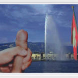 Arts numériques intitulée "Jet d'eau Genève ca…" par György Acs, Œuvre d'art originale, Photo montage