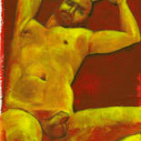 Painting titled "Reclining Nude One" by Hank Wandle, Original Artwork, Acrylic Mounted on Cardboard