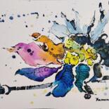 Dessin intitulée "Chameleon flower 3" par Hanna Chervonna, Œuvre d'art originale, Aquarelle