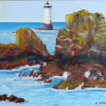 Painting titled "Le Phare" by H. Oriaut, Original Artwork, Oil