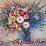 Peinture intitulée "Field flowers in a…" par Hayk Miqayelyan, Œuvre d'art originale, Huile Monté sur Châssis en bois