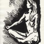 Drawing titled "noir et blanc N°5" by Hdsc, Original Artwork, Ink