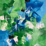 Peinture intitulée "Effets vert bleu" par Hélène Molina, Œuvre d'art originale, Acrylique Monté sur Châssis en bois