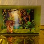 Skulptur mit dem Titel "«Jungle» ❀ - Cadre…" von Rainbow, Original-Kunstwerk, Digitaldruck