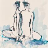 Drawing titled "Tiii et son double" by Helene Vogel, Original Artwork, Charcoal