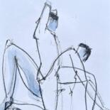 Σχέδιο με τίτλο "Gorkem acrobaties a…" από Helene Vogel, Αυθεντικά έργα τέχνης, Κάρβουνο