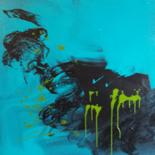 「Abstrait bleu」というタイトルの絵画 Helene Rouillierによって, オリジナルのアートワーク, アクリル