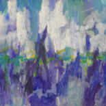 Malerei mit dem Titel "Blue Scene Yellow" von Helge Hensel, Original-Kunstwerk, Acryl