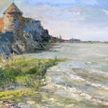 Painting titled "Fortress by the sea" by Henadzy Havartsou, Original Artwork, Oil Mounted on Wood Stretcher frame