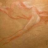 Painting titled "Femme nue allongée…" by Hénohut De Zhéry, Original Artwork, Chalk