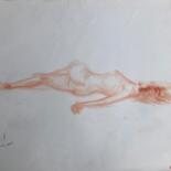 Dessin intitulée "Femme allongée tour…" par Hénohut De Zhéry, Œuvre d'art originale, Craie