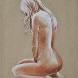 Dessin intitulée "Nu à genoux" par Henri Eisenberg, Œuvre d'art originale, Pastel Monté sur Carton