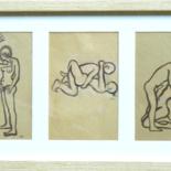Drawing titled "Erotica 5 a" by Henri Eisenberg, Original Artwork, Ink Mounted on Cardboard